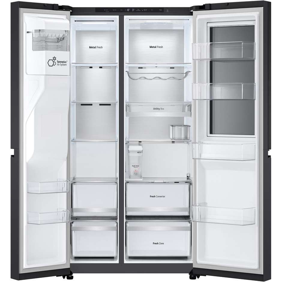LG InstaView GSXE91EVAD Frigorifero Side-by-Side Craft Ice UVnano 628 L Classe D Black Steel