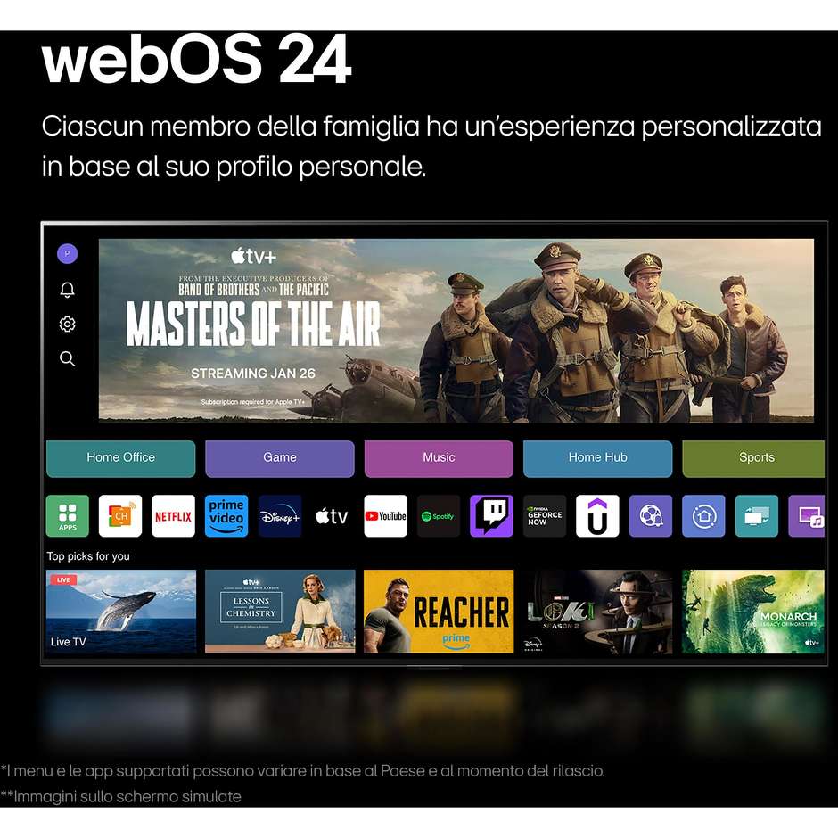 Lg OLED48C44LA.API Smart TV OLED 48" 4K Ultra HD Wi-Fi DVB-T2 Classe G Nero