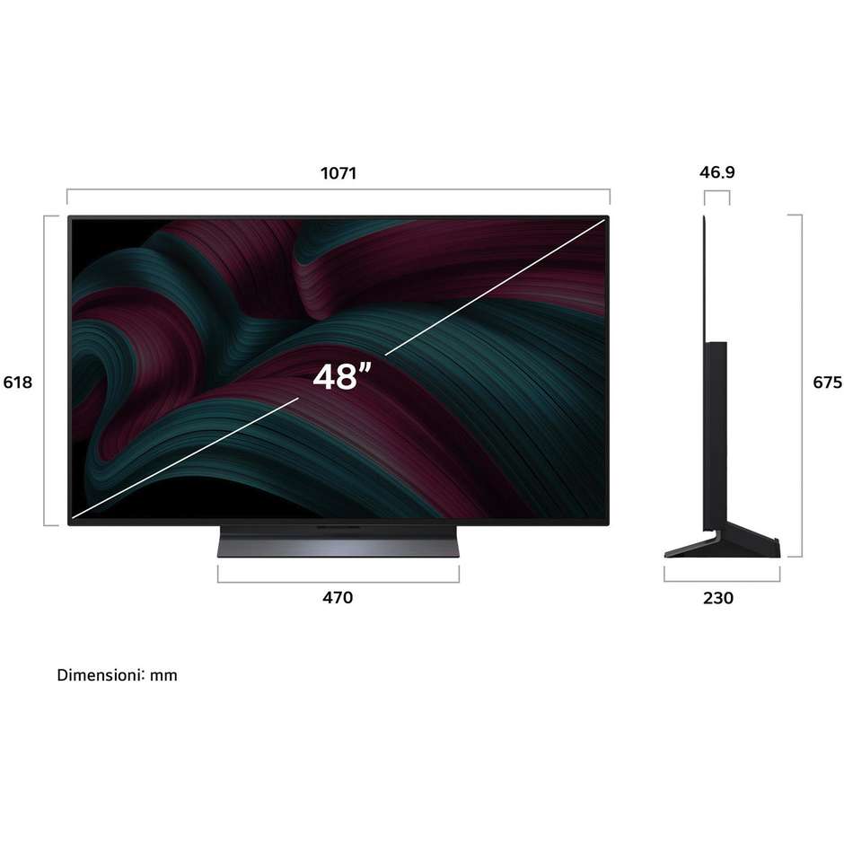 LG OLED48C55LA.API Smart TV 48" OLED 4K Ultra HD webOS Colore Black