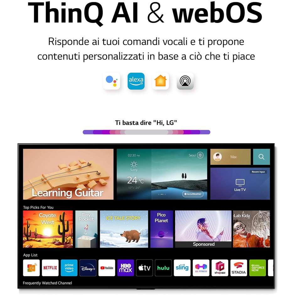 LG OLED55A26LA.API Tv OLED 55" 4K Ultra HD Smart Tv Wi-Fi Classe F Colore cornice Argento