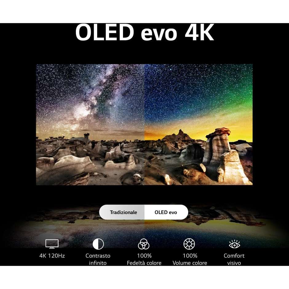 LG OLED77C34L 77" OLED 4K Ultra HD Smart TV Wi-Fi Classe F Colore Nero