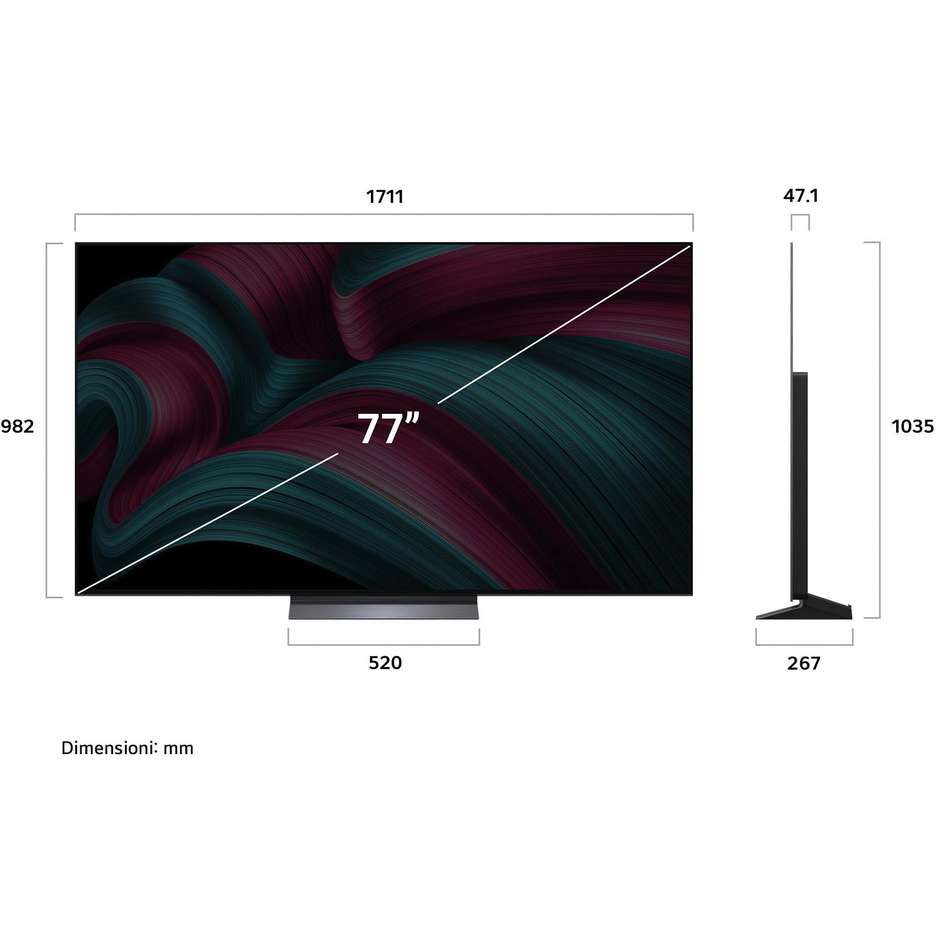 LG OLED77C55LA TV OLED evo AI 77'' 4K Ultra HD Smart TV Wi-Fi Classe F Colore Nero
