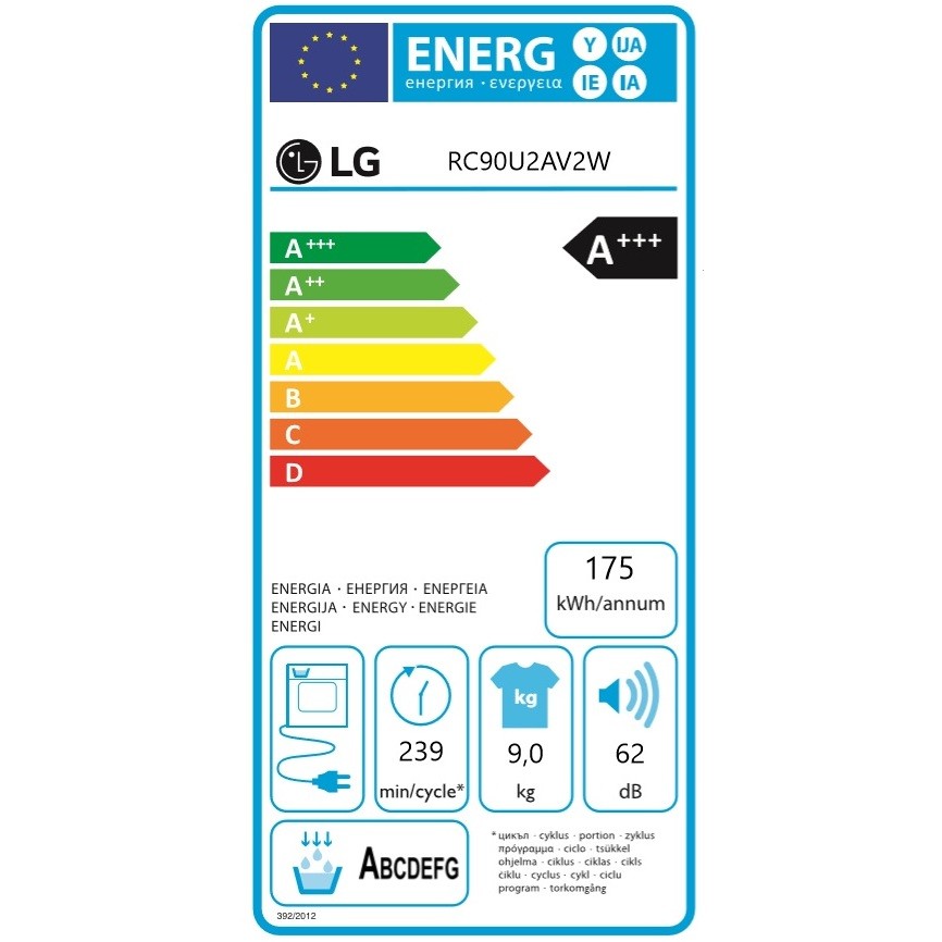 Lg RC90U2AV2W Asciugatrice a Pompa di Calore 8 kg Classe A++ Bianco