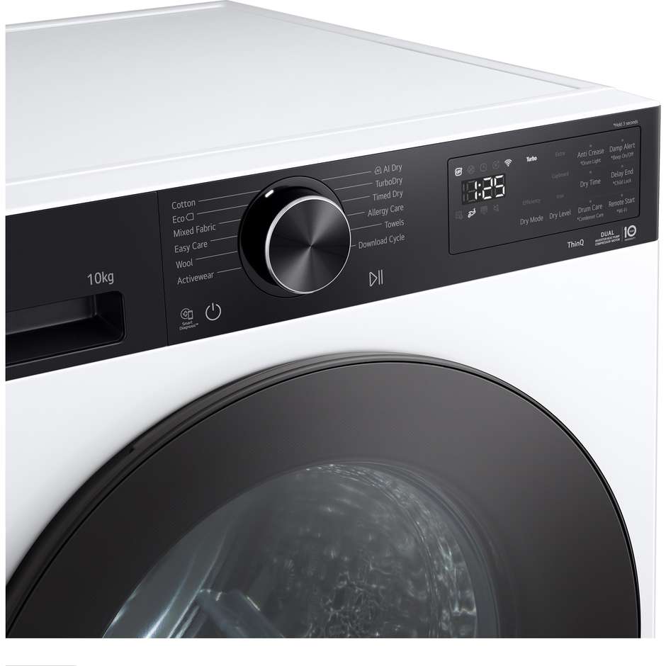 LG RNX5008TLB Asciugatrice AI Dry 8 kg Pompa di Calore Bianca