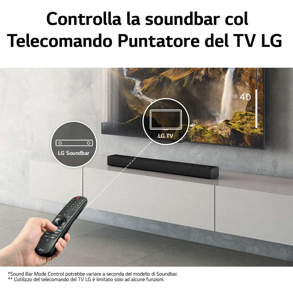 LG S60Q Soundbar Potenza 300 W Dolby Atmos Colore Nero