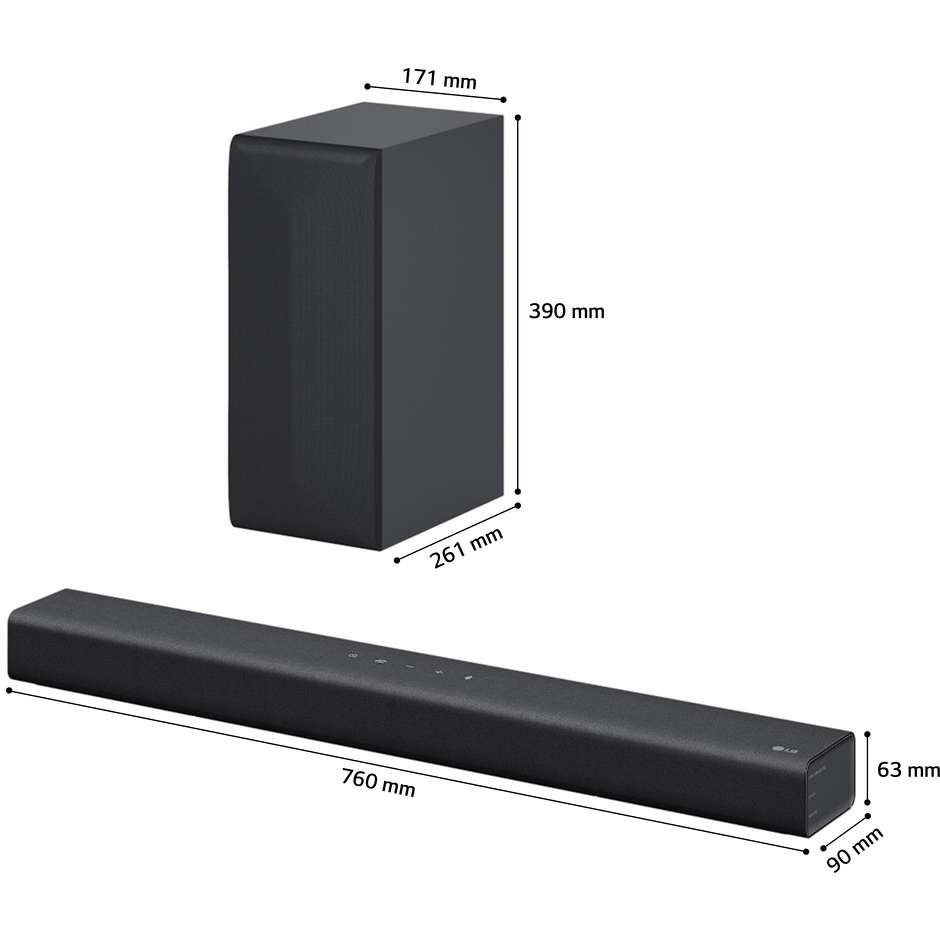 LG S60Q Soundbar Potenza 300 W Dolby Atmos Colore Nero