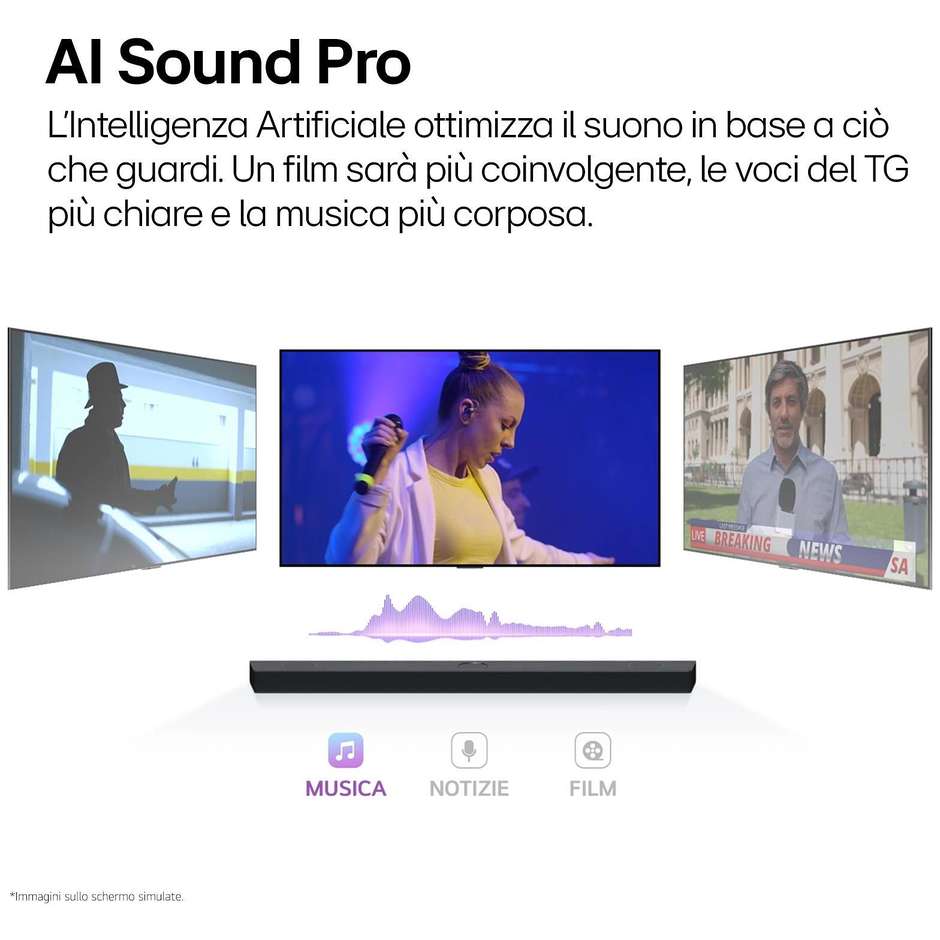 LG S60T Soundbar 3.1 Canali 340W Subwoofer Wireless Bluetooth HDMI ARC Nero