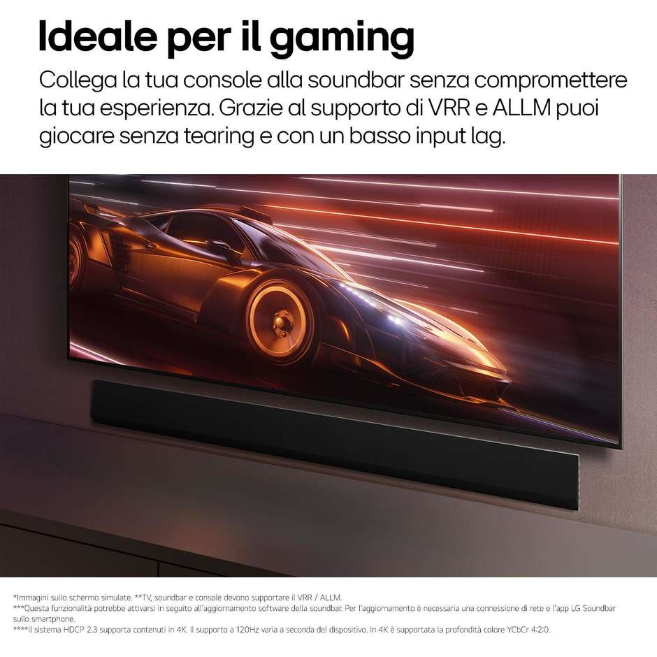 Lg SG10TY.DEUSLLK Soundbar con Subwoofer per TV Nero