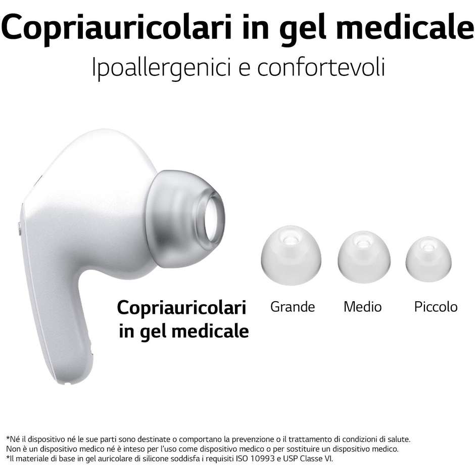 LG TONE Free FP5 Auricolari True Wireless In-Ear con Meridian Audio e Cancellazione Attiva del Rumore ANC Bianco