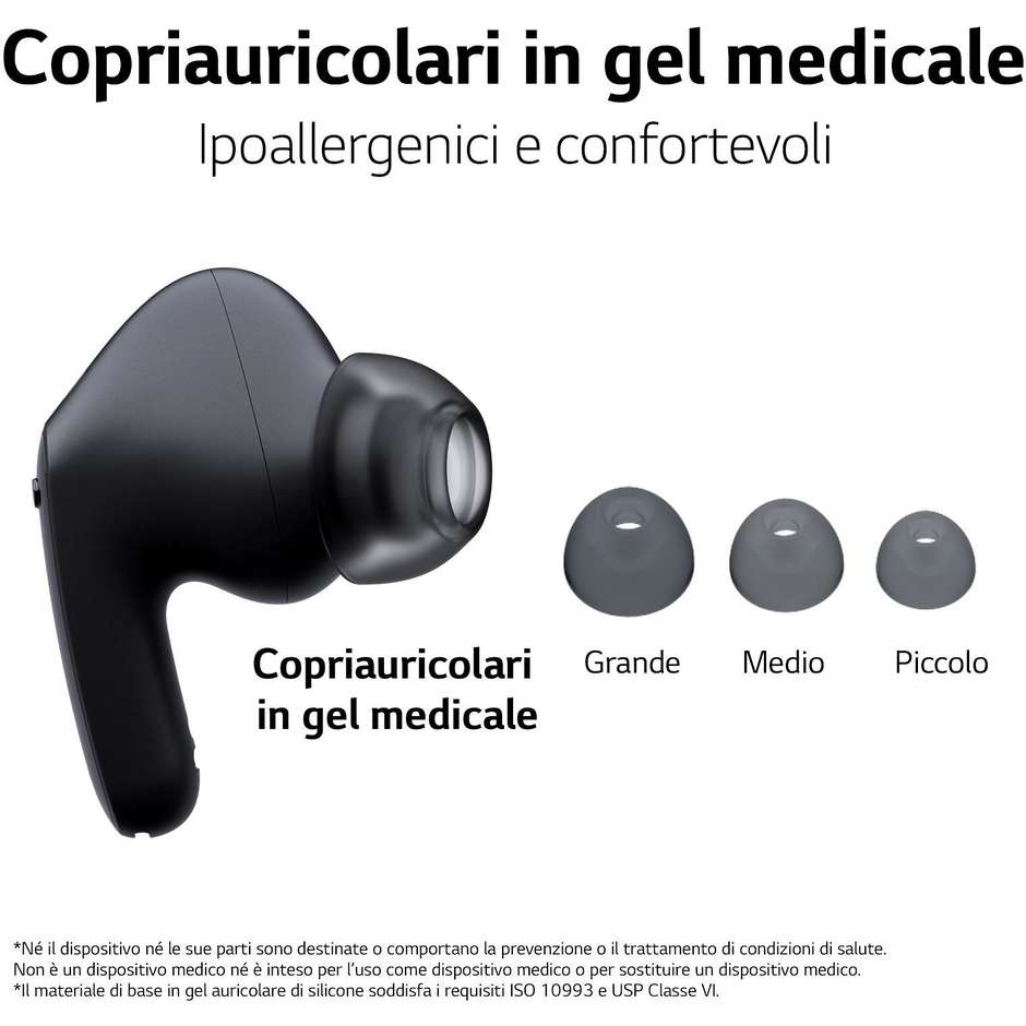 LG TONE Free FP9 Auricolari True Wireless Bluetooth Colore Nero