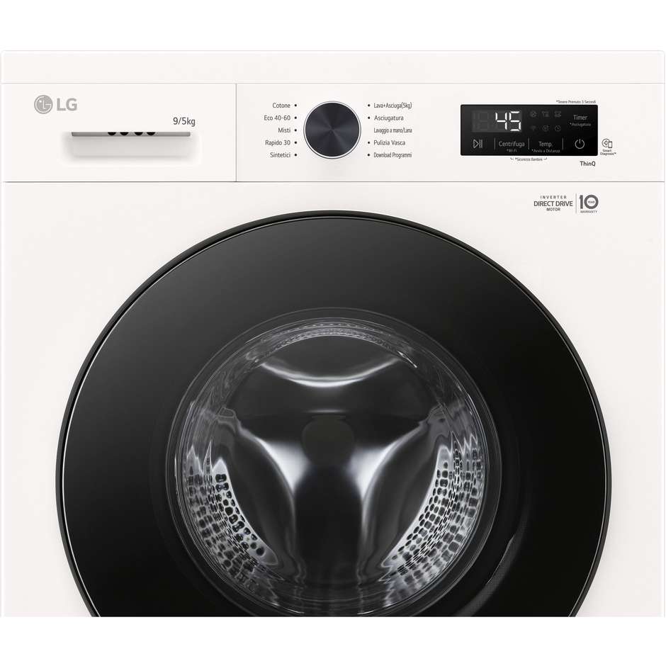 Lg W4NX1095NWB Lavasciuga 9+5 kg 1400 Giri/min Classe E Nero