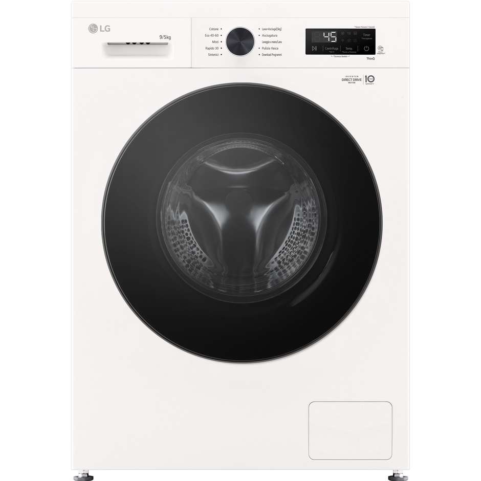 LG W4NX1095NWB Lavasciuga Capacita 9+5 Kg 400 Giri/min Classe E/A Colore Bianco