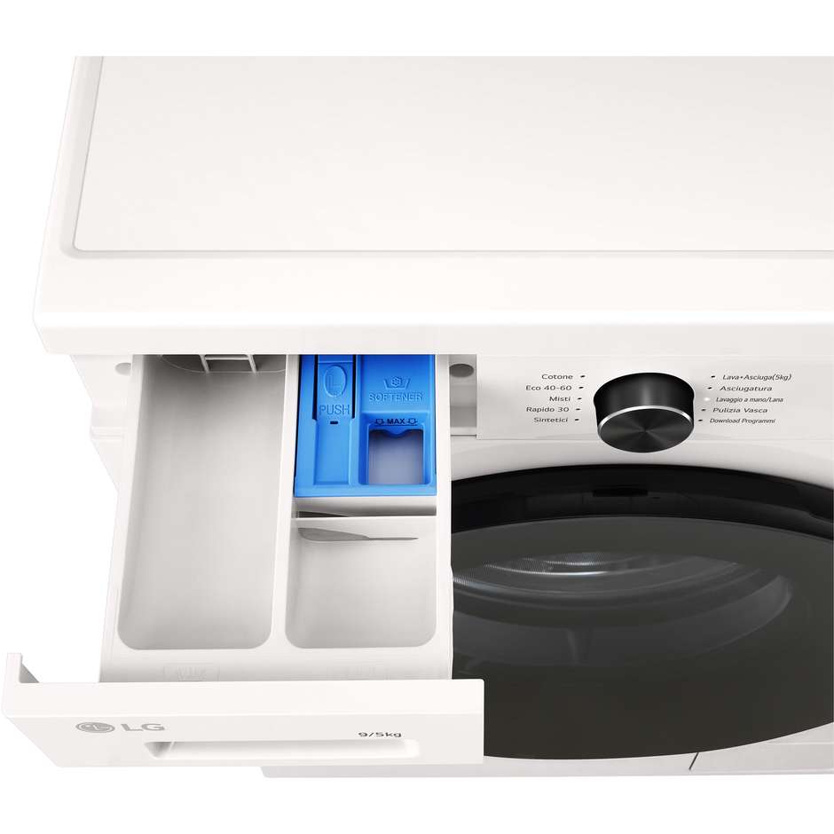 LG W4NX1095NWB Lavasciuga Capacita 9+5 Kg 400 Giri/min Classe E/A Colore Bianco