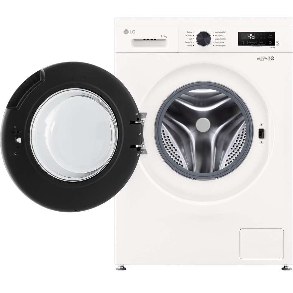LG W4NX1095NWB Lavasciuga Carica Frontale 9/5 kg 1400 Giri/min Motore Inverter Smart Wi-Fi Classe A