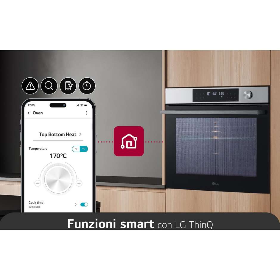 LG WSED7613S Forno da Incasso Multifunzione 76 L Classe A Multilivello Nero, Acciaio inox