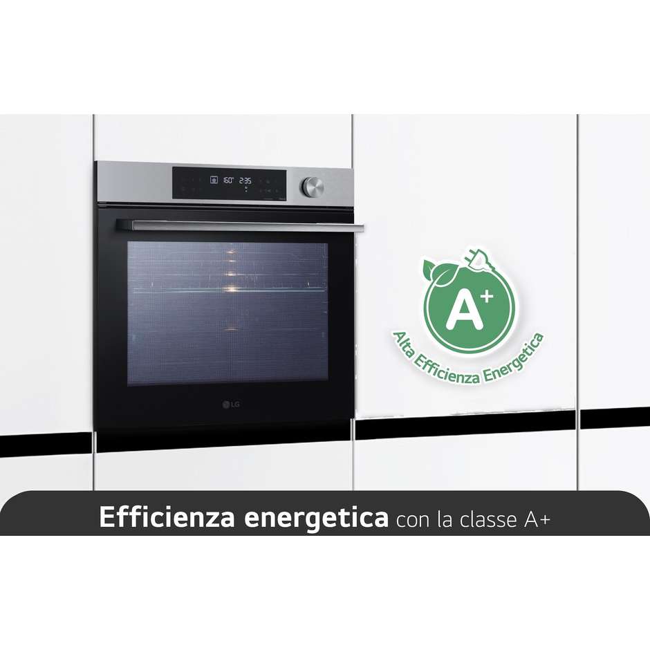 LG WSED7613S Forno Elettrico da Incasso 76 Litri Pirolitico Wi-Fi ThinQ 300°C Classe A+ Inox e Nero