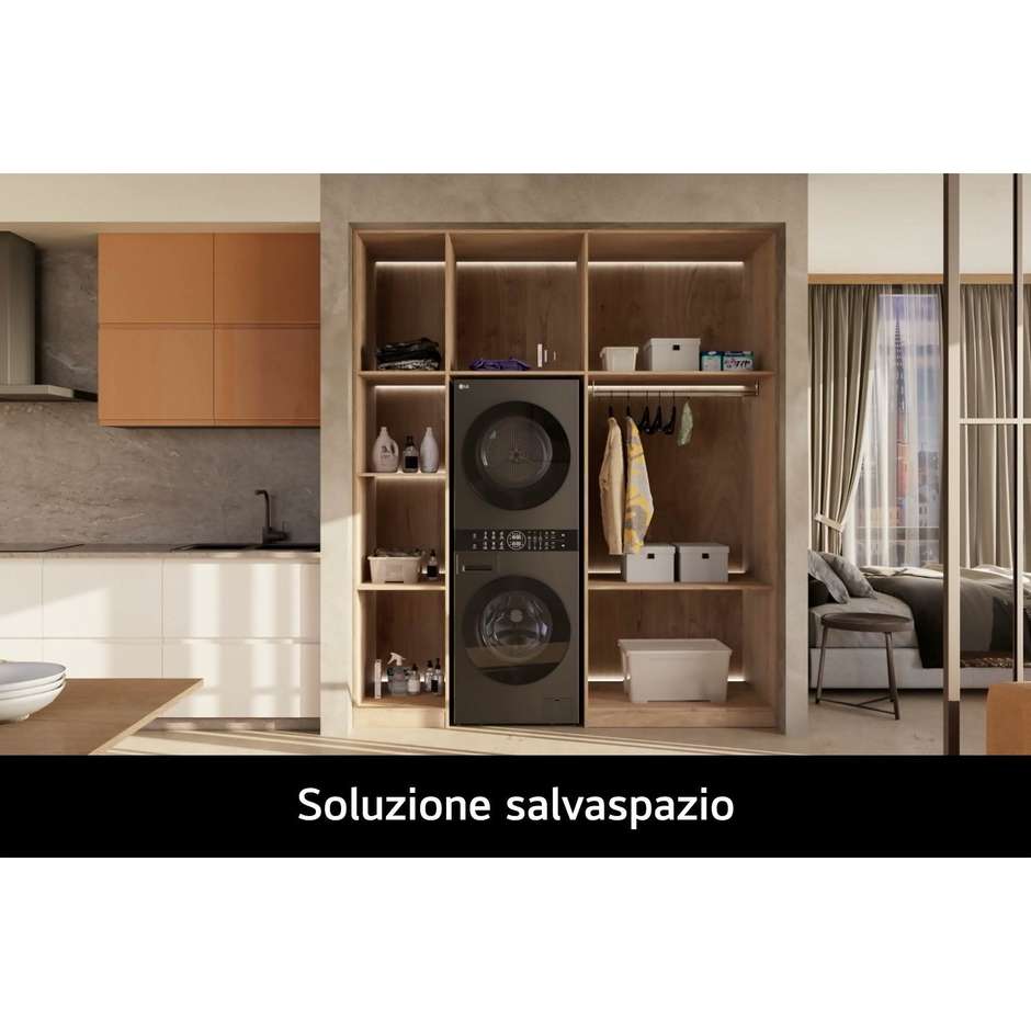 Lg WT1210BBF Lavasciuga 12+22 kg 1400 Giri/min Classe E Nero