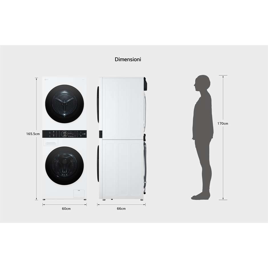 Lg WT1210WWF Lavasciuga 12+22 kg 1400 Giri/min Classe E Nero