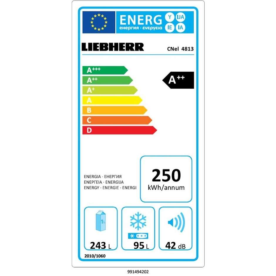 Liebherr CNel 4813 Frigorifero combinato 338 litri Ventilato/ NoFrost Classe A++ colore Argento