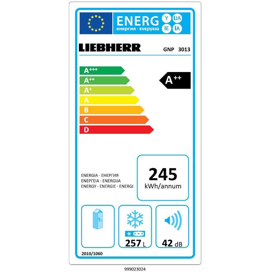 Liebherr GNP 3013 Congelatore Capacità 257 L Classe A++ NoFrost Colore Bianco