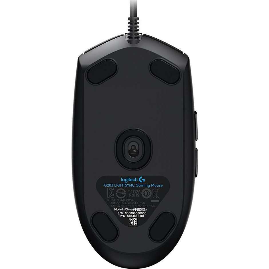 Logitech 910-005796 G203 LIGHTSYNC Mouse da Gaming USB colore nero