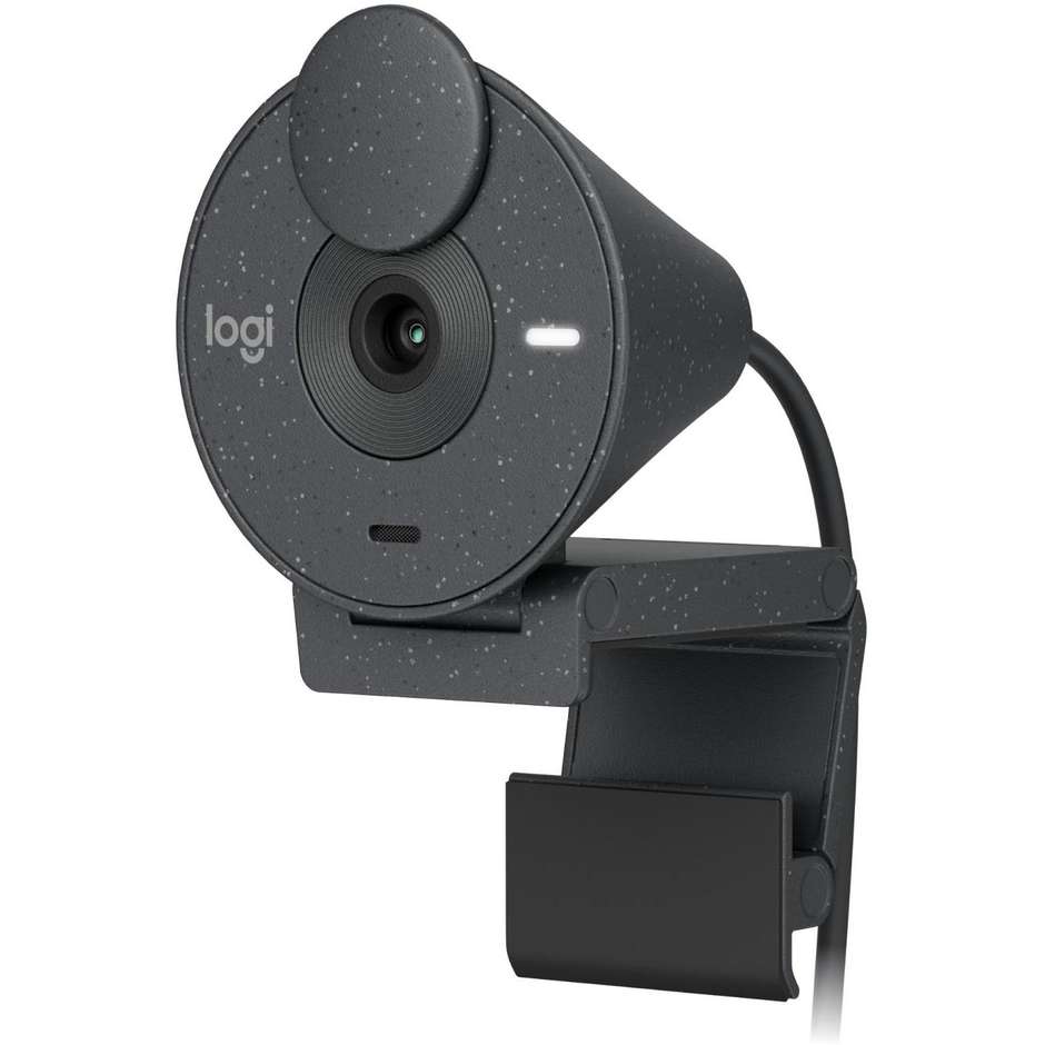 Logitech Brio 300 (960-001436) Webcam Full HD 1080p USB-C con Otturatore Privacy Grafite