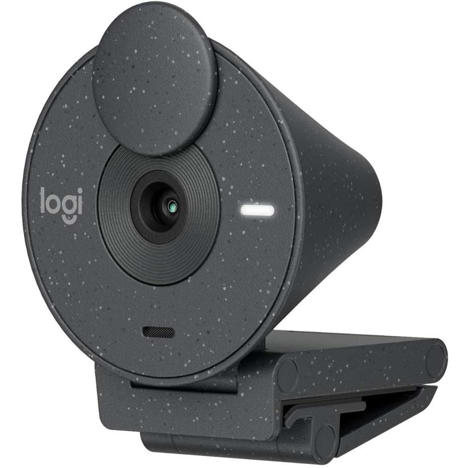 Logitech Brio 300 webcam Full HD USB-C con microfono e copriobiettivo, grafite
