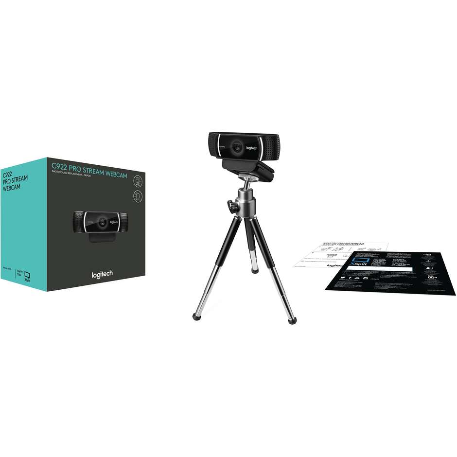 Logitech C922 Pro Stream webcam Full HD 1080p/30 fps e HD 720p/60 fps con treppiede