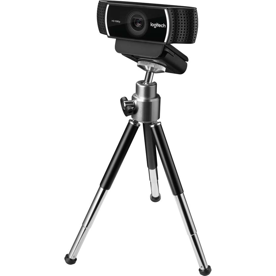 Logitech C922 Pro Stream Webcam Full HD 1080p 30fps 720p 60fps Microfono Stereo Treppiede USB Nero (960-001088)