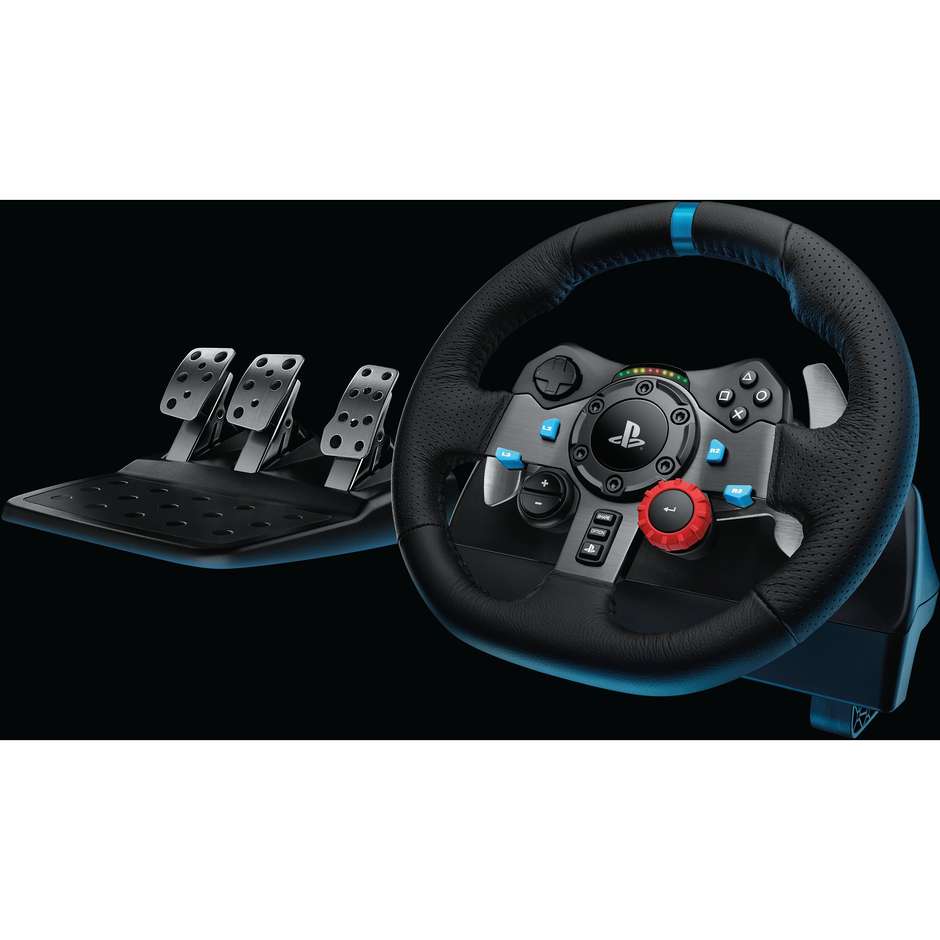Logitech G G29 Driving Force (941-000112) Volante da Corsa con Ritorno di Forza a Due Motori Leve al Volante e Pedaliera a 3 Pedali per PS5, PS4 e PC Nero