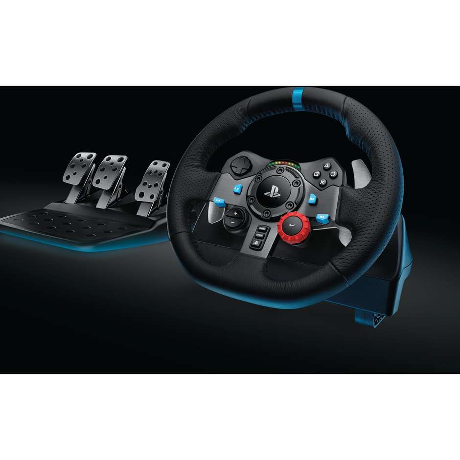 Logitech G G29 Driving Force (941-000112) Volante da Corsa con Ritorno di Forza a Due Motori Leve al Volante e Pedaliera a 3 Pedali per PS5, PS4 e PC Nero
