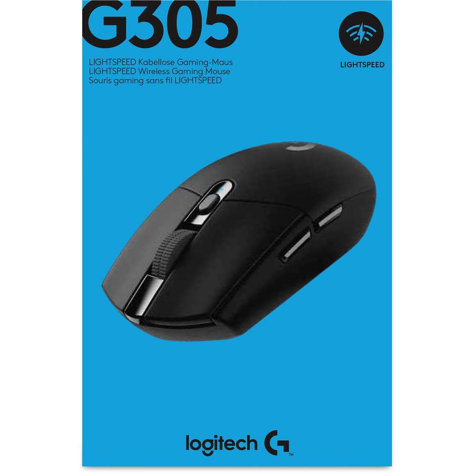 Logitech G305 LIGHTSPEED (910-005283) Mouse da Gaming Wireless Ottico HERO 12.000 DPI Nero