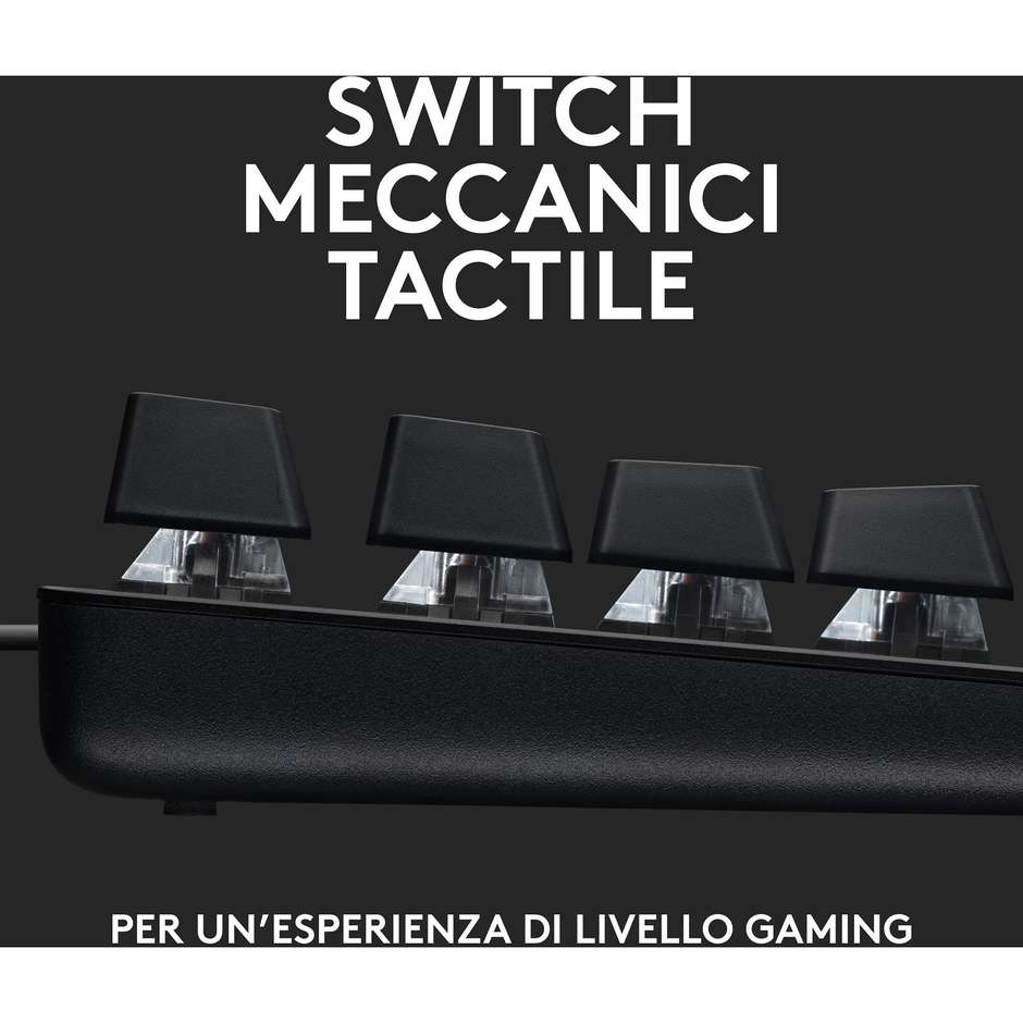 Logitech G413 SE Tastiera Gaming Meccanica Full-Size Switch Tattili Copritasti PBT Piastra in Alluminio Retroilluminazione LED Layout Italiano - Nero (920-010182)