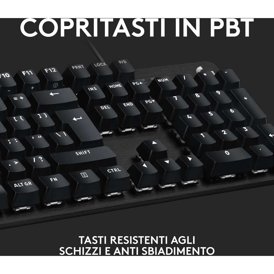 Logitech G413 SE Tastiera Gaming Meccanica Full-Size Switch Tattili Copritasti PBT Piastra in Alluminio Retroilluminazione LED Layout Italiano - Nero (920-010182)