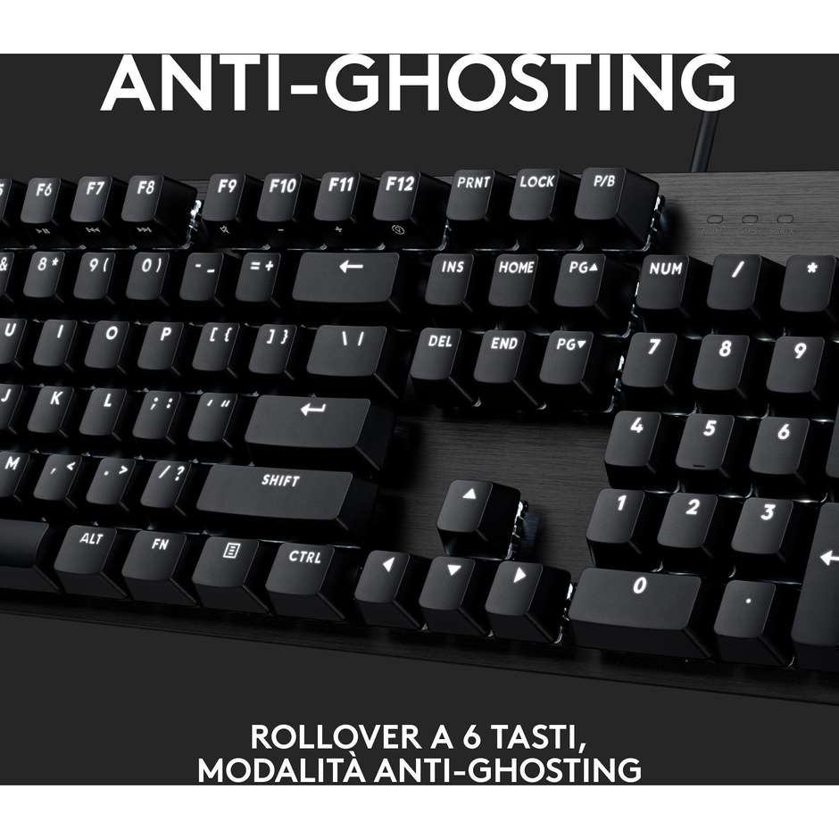 Logitech G413 SE Tastiera Gaming Meccanica Full-Size Switch Tattili Copritasti PBT Piastra in Alluminio Retroilluminazione LED Layout Italiano - Nero (920-010182)