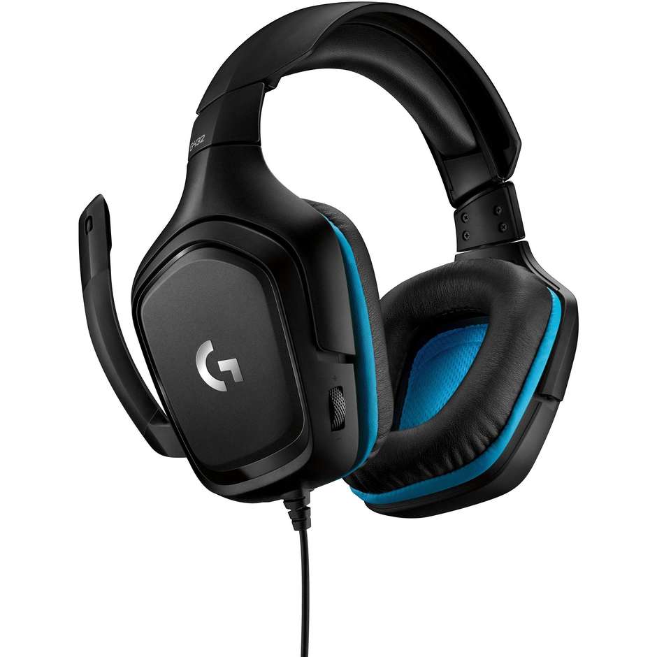 Logitech G432 (981-000770) Cuffie Gaming Cablate Surround 7.1 DTS Headphone:X 2.0 Driver 50mm Nero e Blu