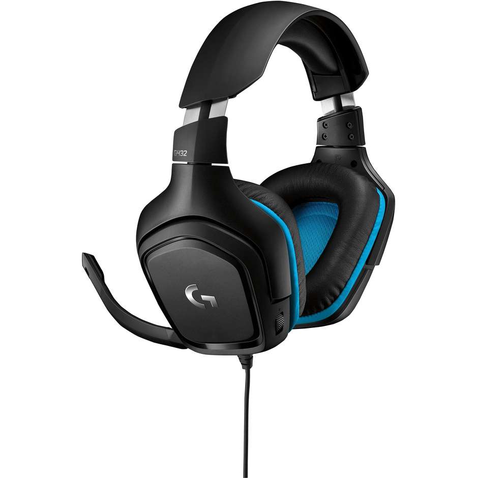 Logitech G432 Cuffie Gaming Cablate Surround 7.1 DTS Headphone:X 2.0 Driver 50mm Microfono Flip-to-Mute Nero Blu (981-000770)