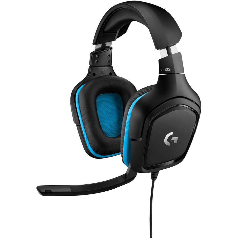 Logitech G432 Cuffie gaming circumaurali 50 mm DTS Headphone:X 2.0 nere e blu