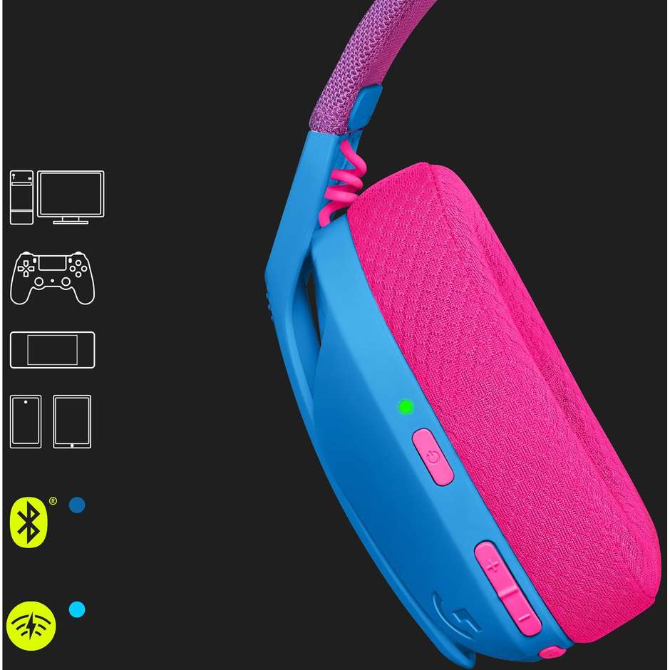 Logitech G435 LIGHTSPEED (981-001062) Cuffie Gaming Wireless Bluetooth Ultraleggere 165g Blu e Lampone