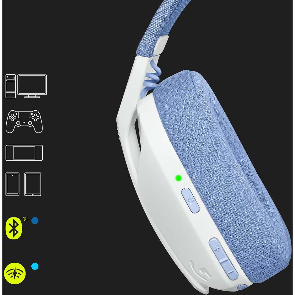 Logitech G435 Lightspeed Cuffie Gaming Wireless Bluetooth colore Off White E Lilac