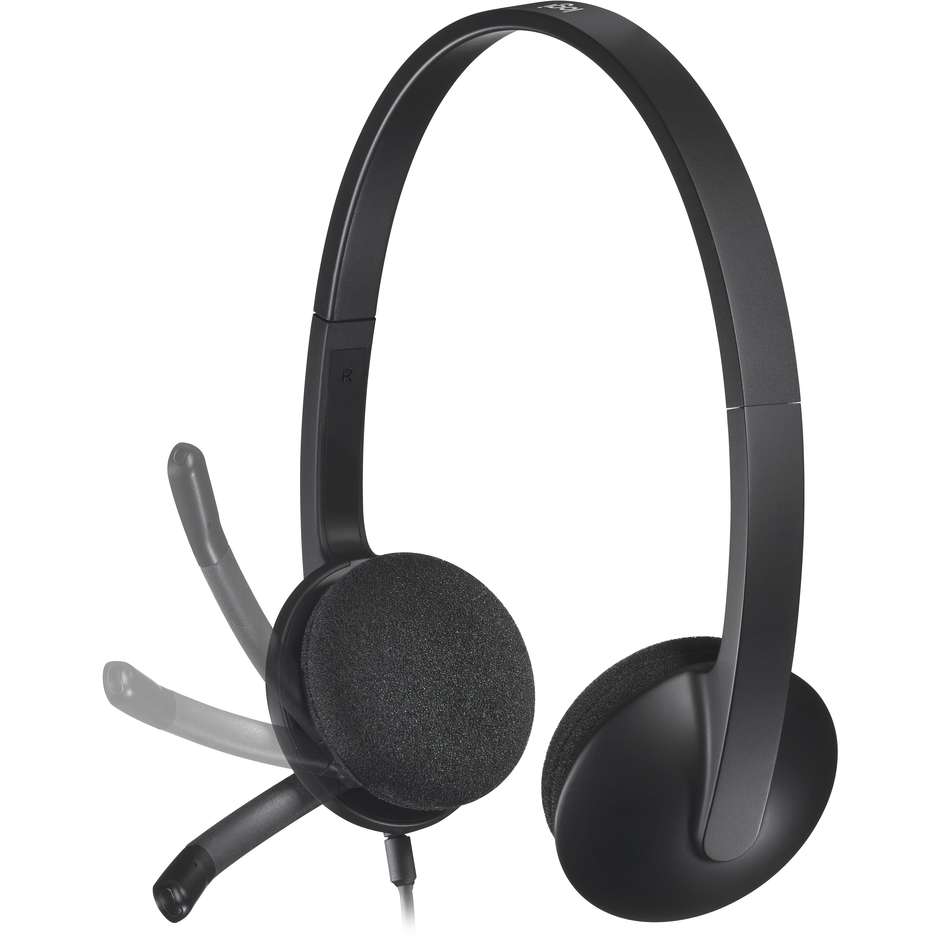 Logitech H340 Cuffie Cablate USB con Microfono a Cancellazione del Rumore e Archetto Regolabile Nero (981-000475)