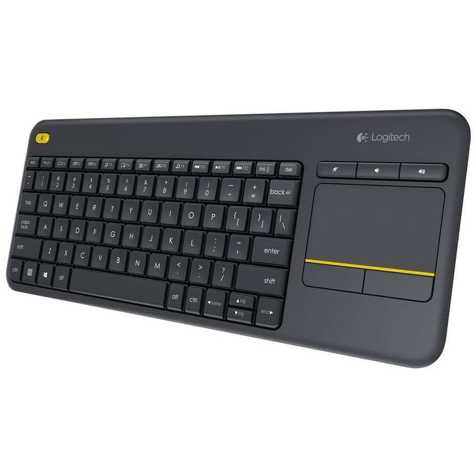 Logitech K400 Plus Tastiera Wireless con Touchpad Integrato per Smart TV e PC Salotto Layout Italiano Nero