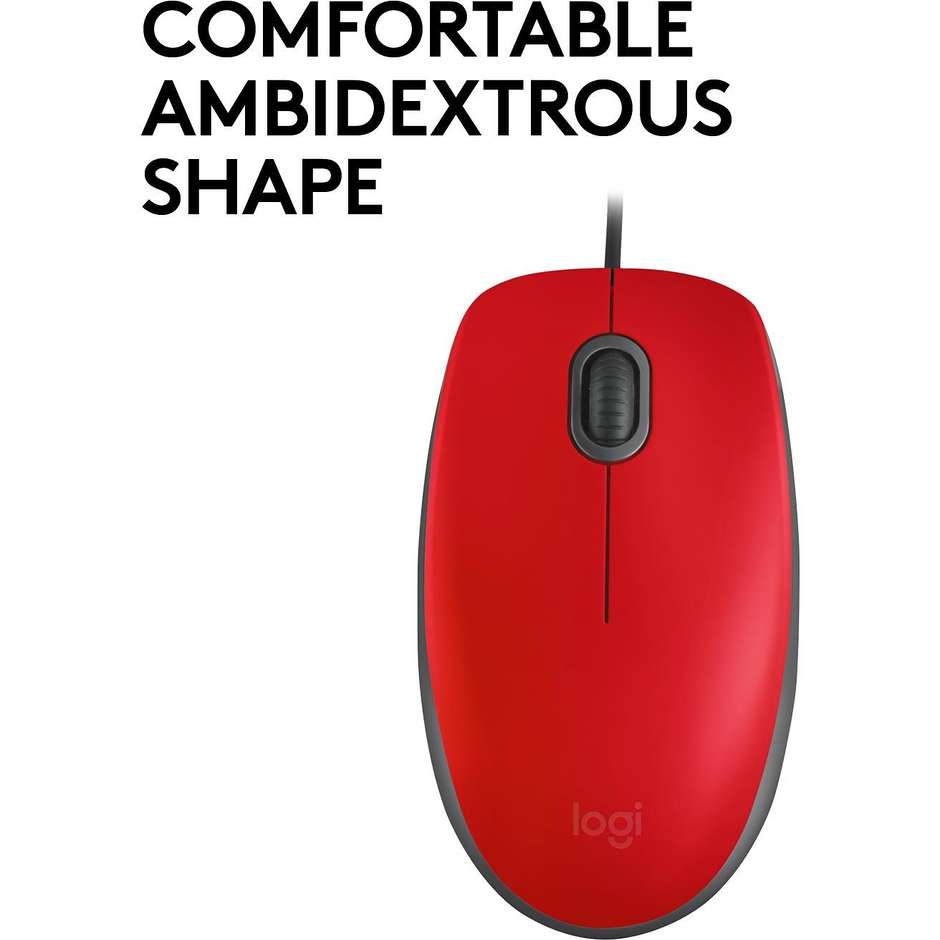 Logitech M110 SILENT Mouse cablato USB colore rosso