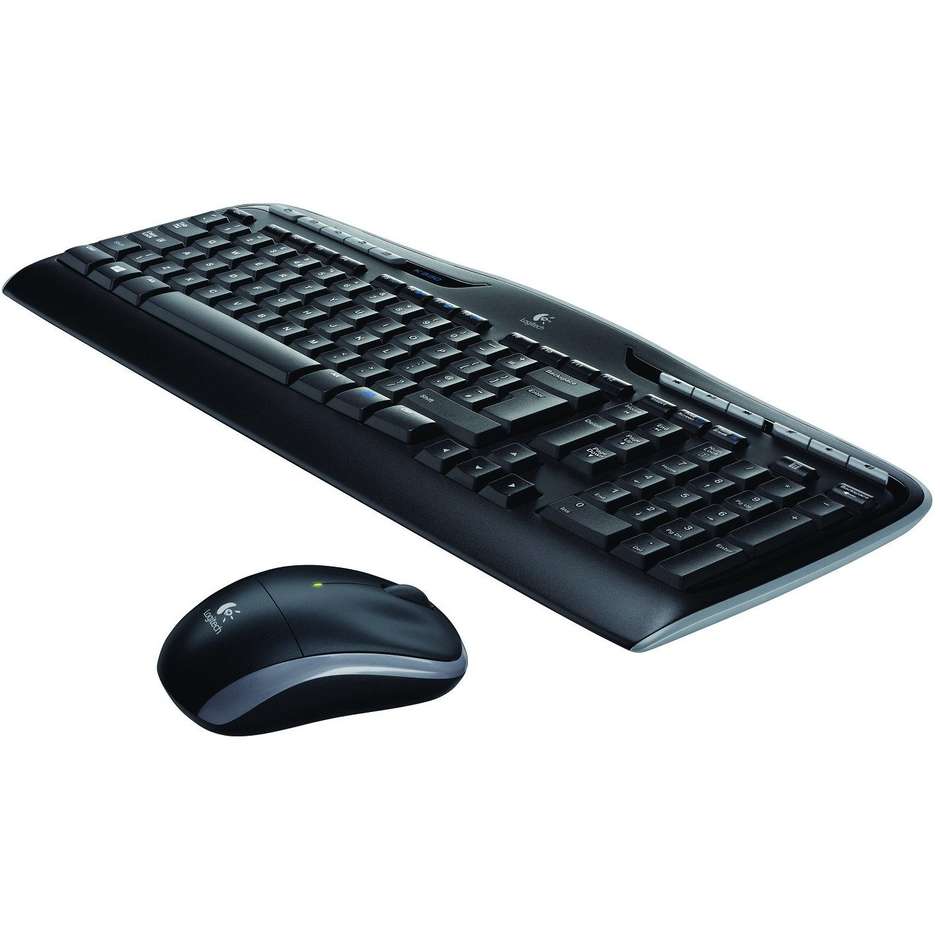 Logitech MK330 Combo Kit Tastiera Wireless con 11 Tasti Multimediali e Mouse Portatile con Ricevitore USB Unifying 2.4GHz Layout Italiano - Nero (920-003995)