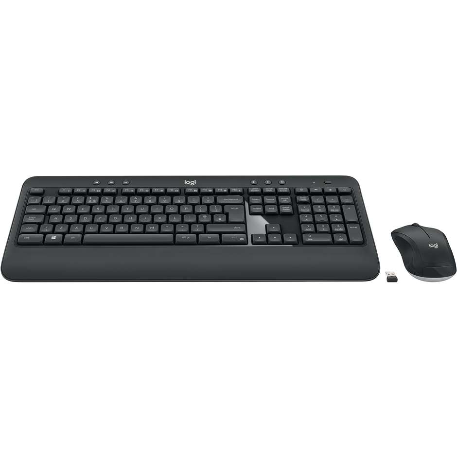 Logitech MK540 Advanced Combo Kit Tastiera Wireless con Poggiapolsi e Mouse Sagomato con Ricevitore USB Unifying Layout Italiano - Nero (920-008679)