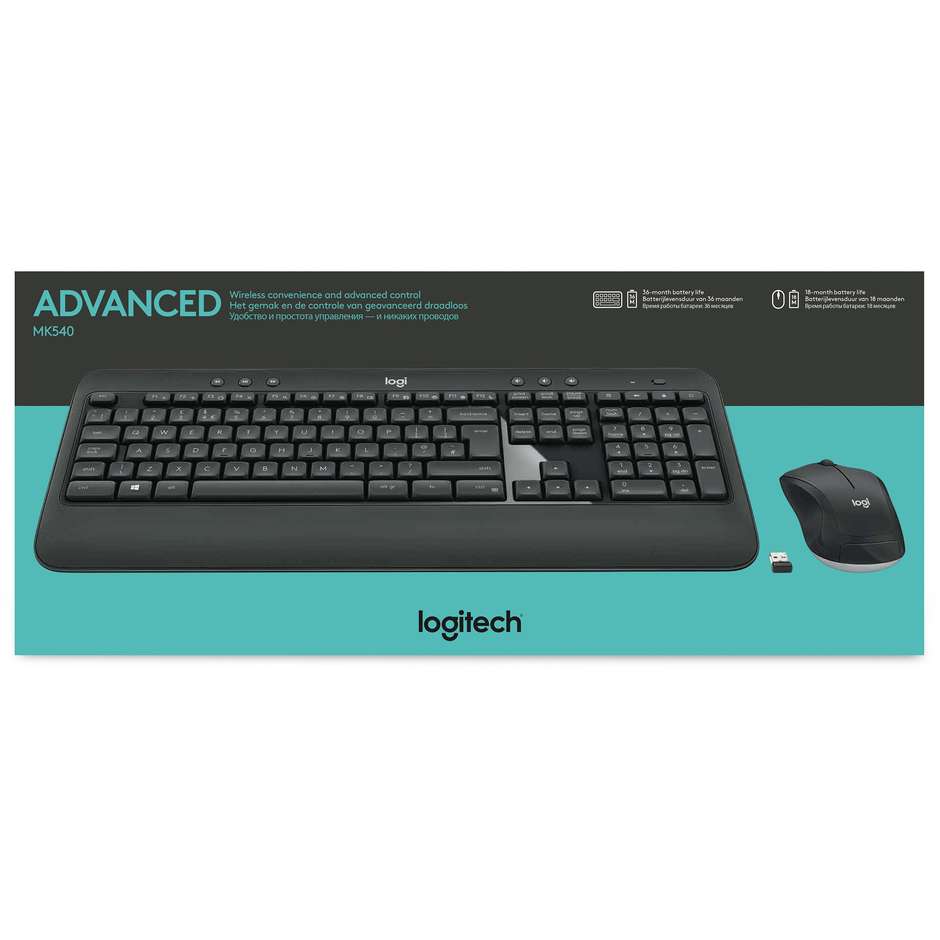 Logitech MK540 Advanced kit mouse e tastiera wireless layout italiano colore nero