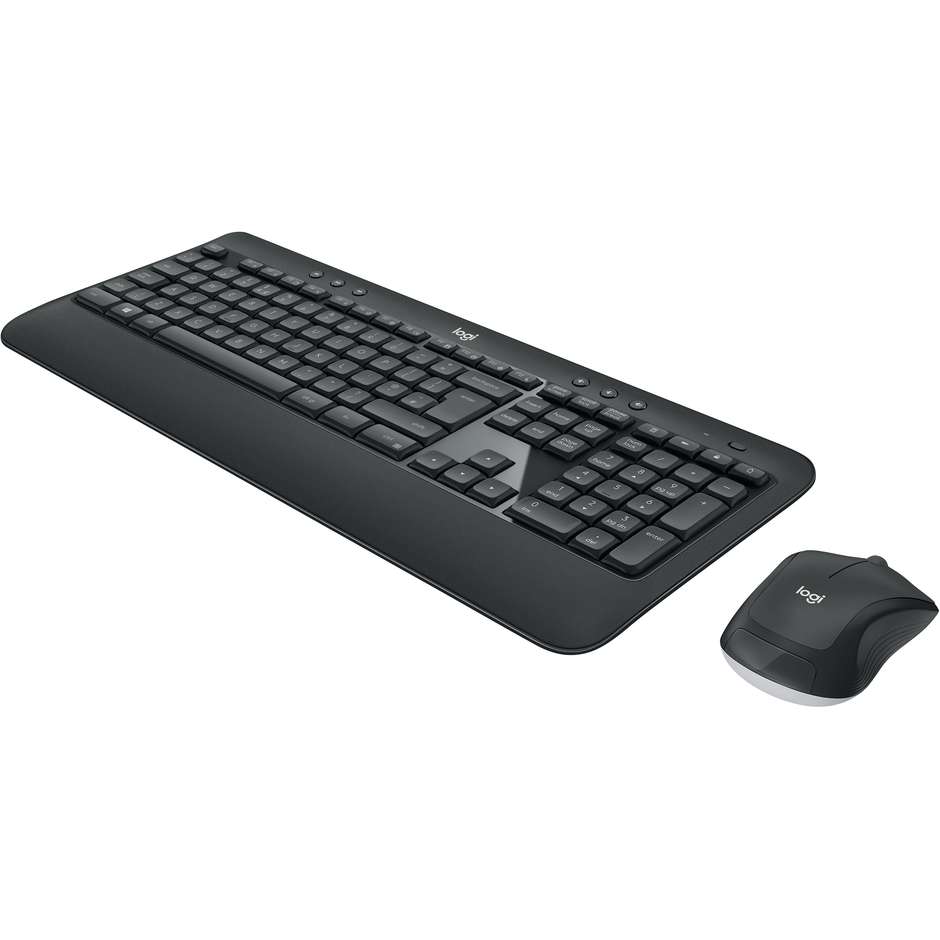 Logitech MK540 Advanced Kit Tastiera con Poggiapolsi e Mouse Sagomato Wireless QWERTY Italiano Nero