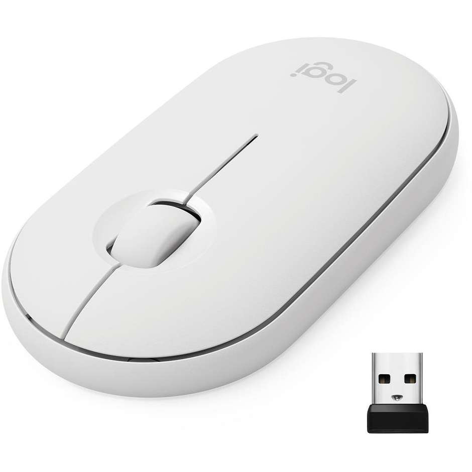 Logitech Pebble M350 Mouse Bluetooth + Wireless colore bianco