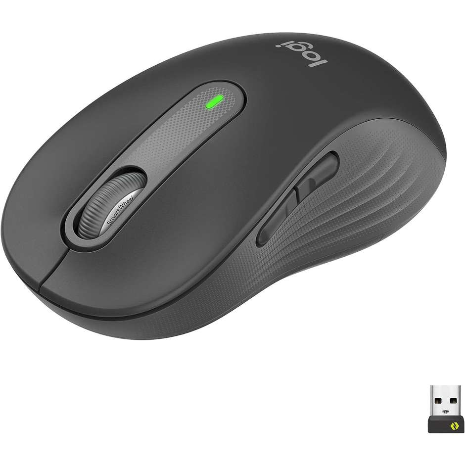Logitech Signature M650 (910-006236) Mouse Wireless Ottico SmartWheel Grafite Taglia M
