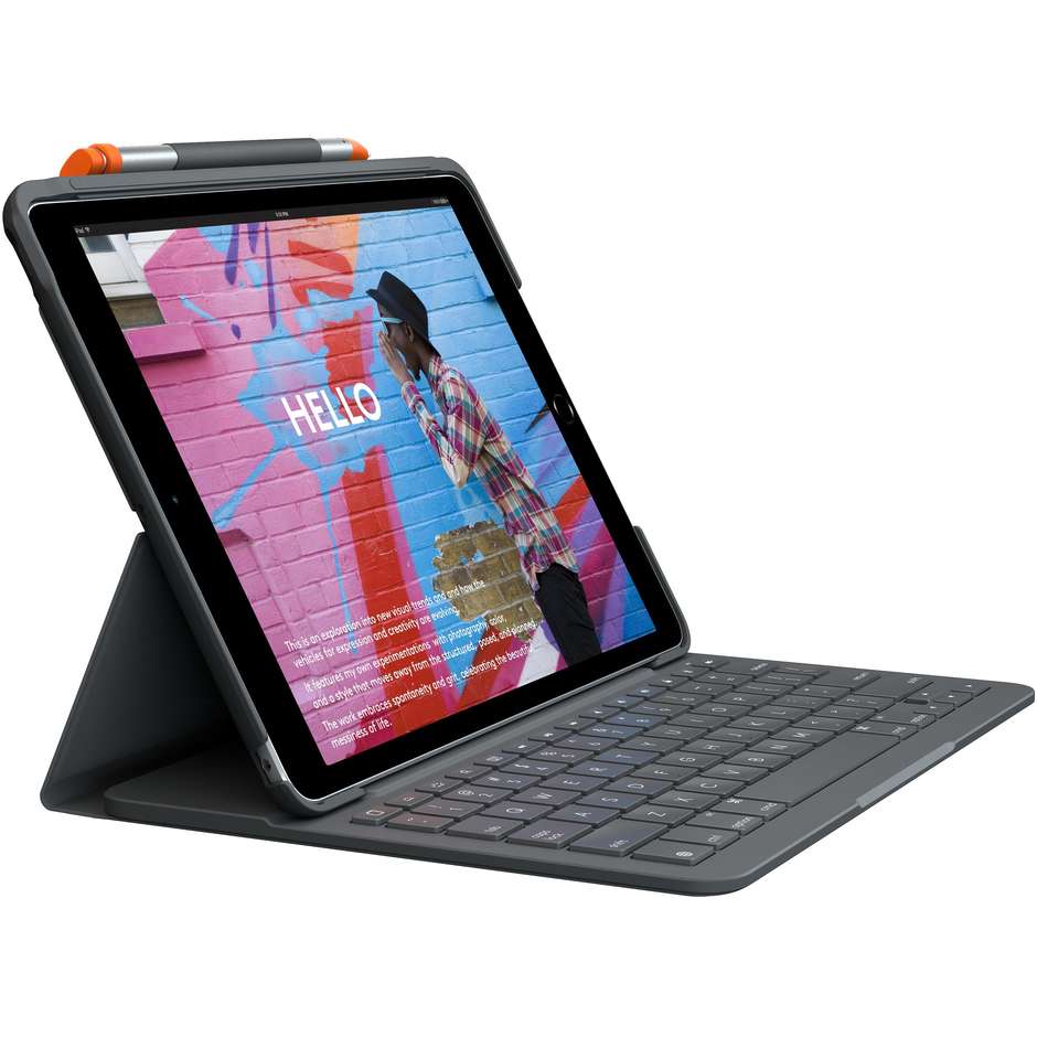 Logitech Slim Folio Pro Cover e Tastiera per iPad Pro 7° Gen Bluetooth colore grigio